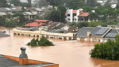 Cidade atingida pela inundação no Rio Grande do Sul